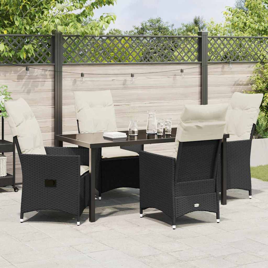 Garten Essgruppe mit Kissen 5 pcs Schwarz Poly-Rattan