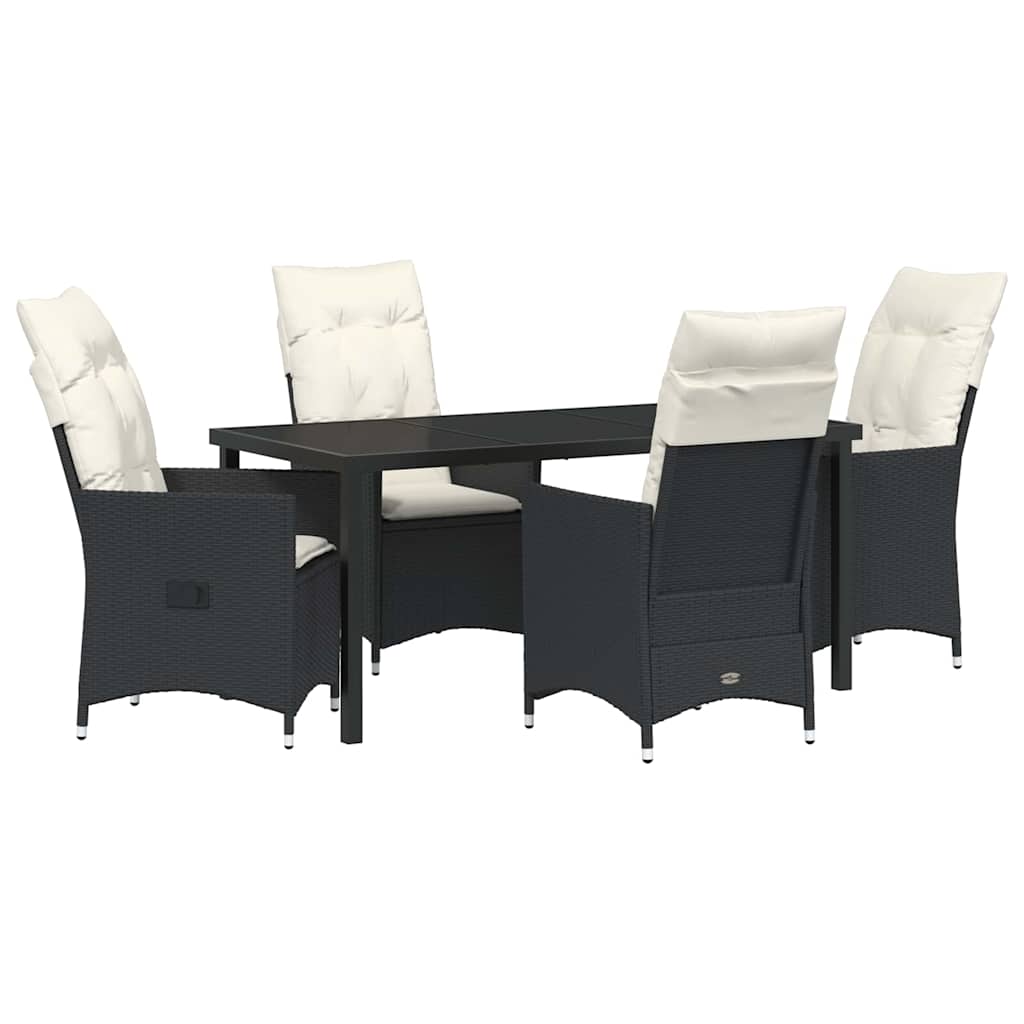 Garten Essgruppe mit Kissen 5 pcs Schwarz Poly-Rattan
