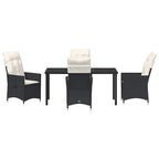 Garten Essgruppe mit Kissen 5 pcs Schwarz Poly-Rattan