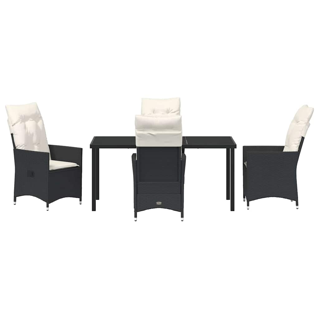 Garten Essgruppe mit Kissen 5 pcs Schwarz Poly-Rattan
