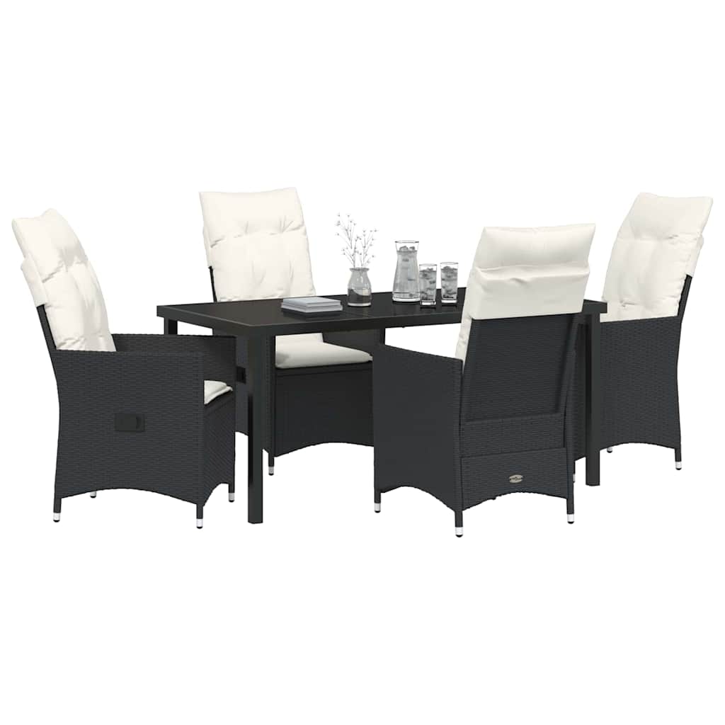 Garten Essgruppe mit Kissen 5 pcs Schwarz Poly-Rattan