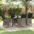 Garten Essgruppe mit Kissen 5 pcs Grau Poly-Rattan