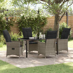 Garten Essgruppe mit Kissen 5 pcs Grau Poly-Rattan