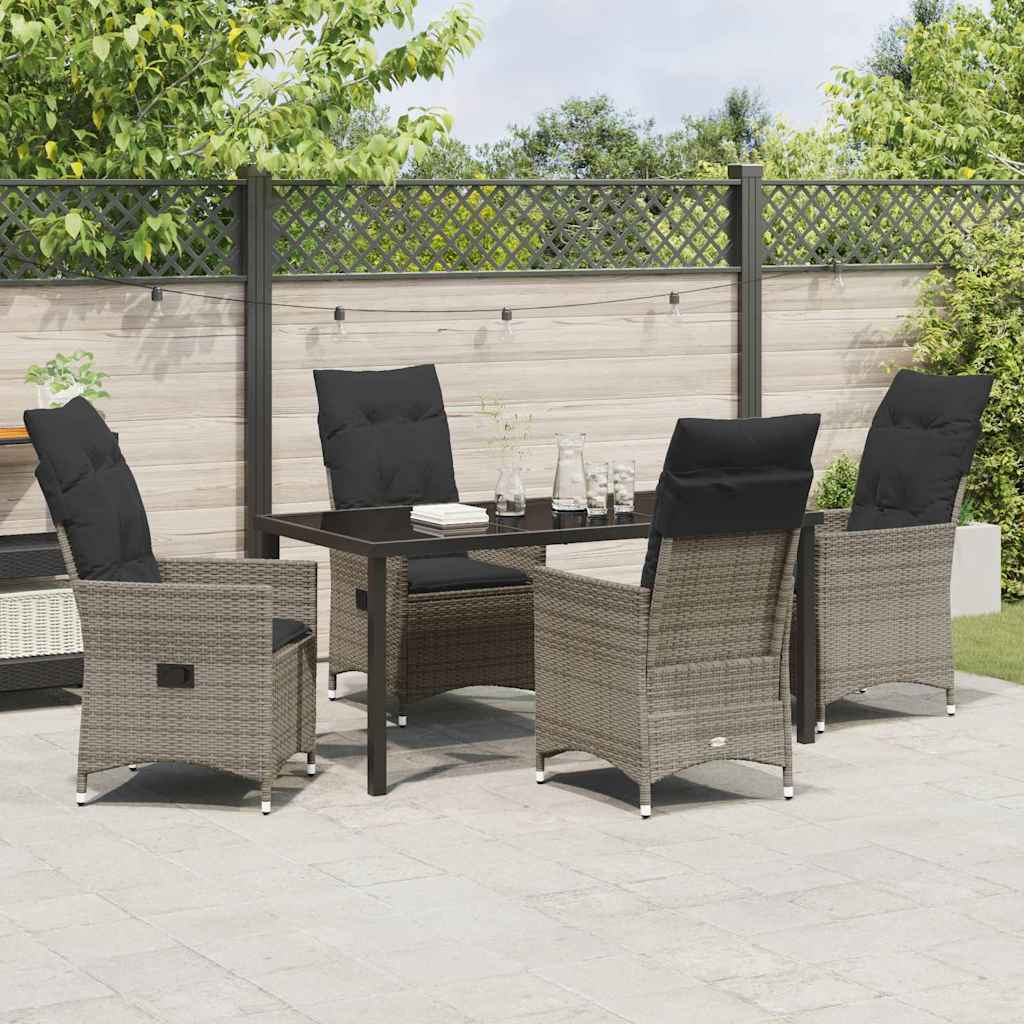 Garten Essgruppe mit Kissen 5 pcs Grau Poly-Rattan
