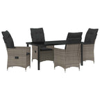 Garten Essgruppe mit Kissen 5 pcs Grau Poly-Rattan