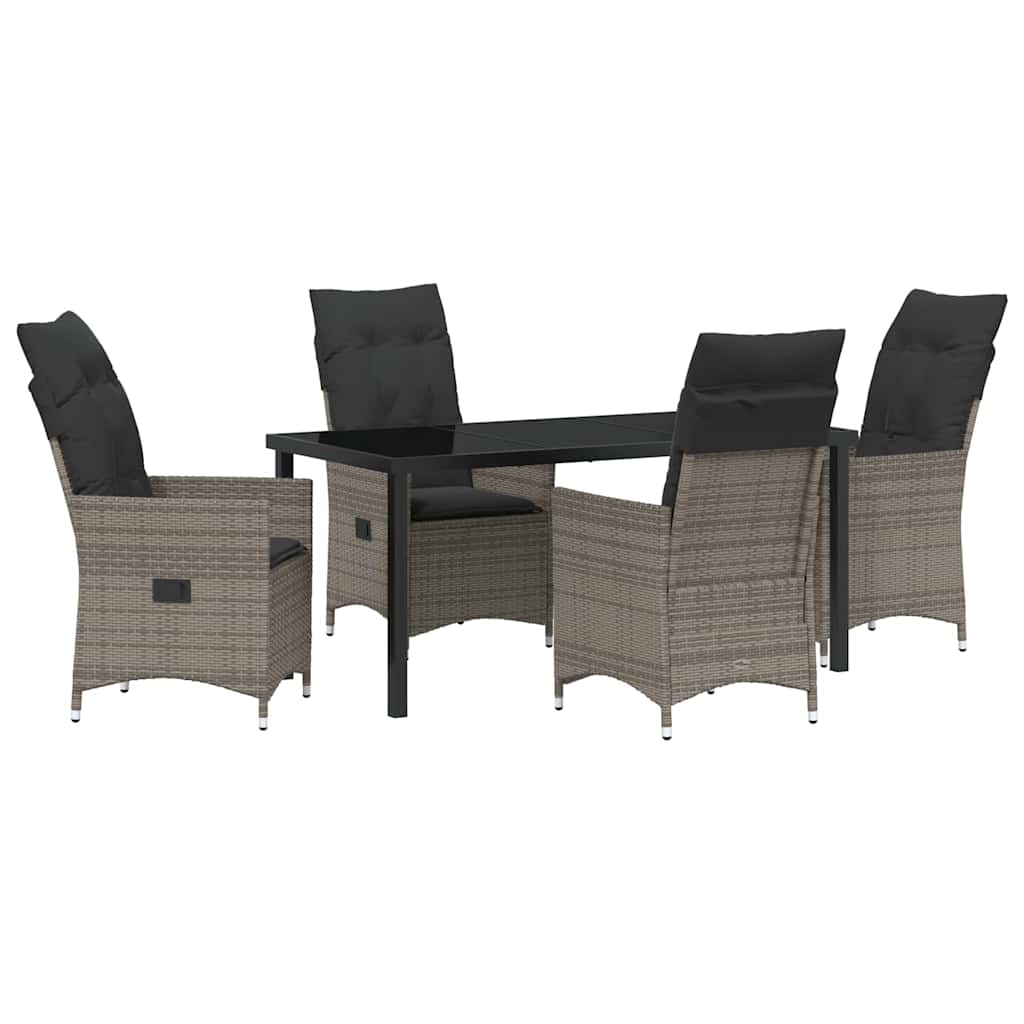 Garten Essgruppe mit Kissen 5 pcs Grau Poly-Rattan