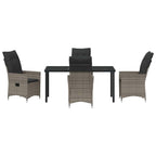 Garten Essgruppe mit Kissen 5 pcs Grau Poly-Rattan