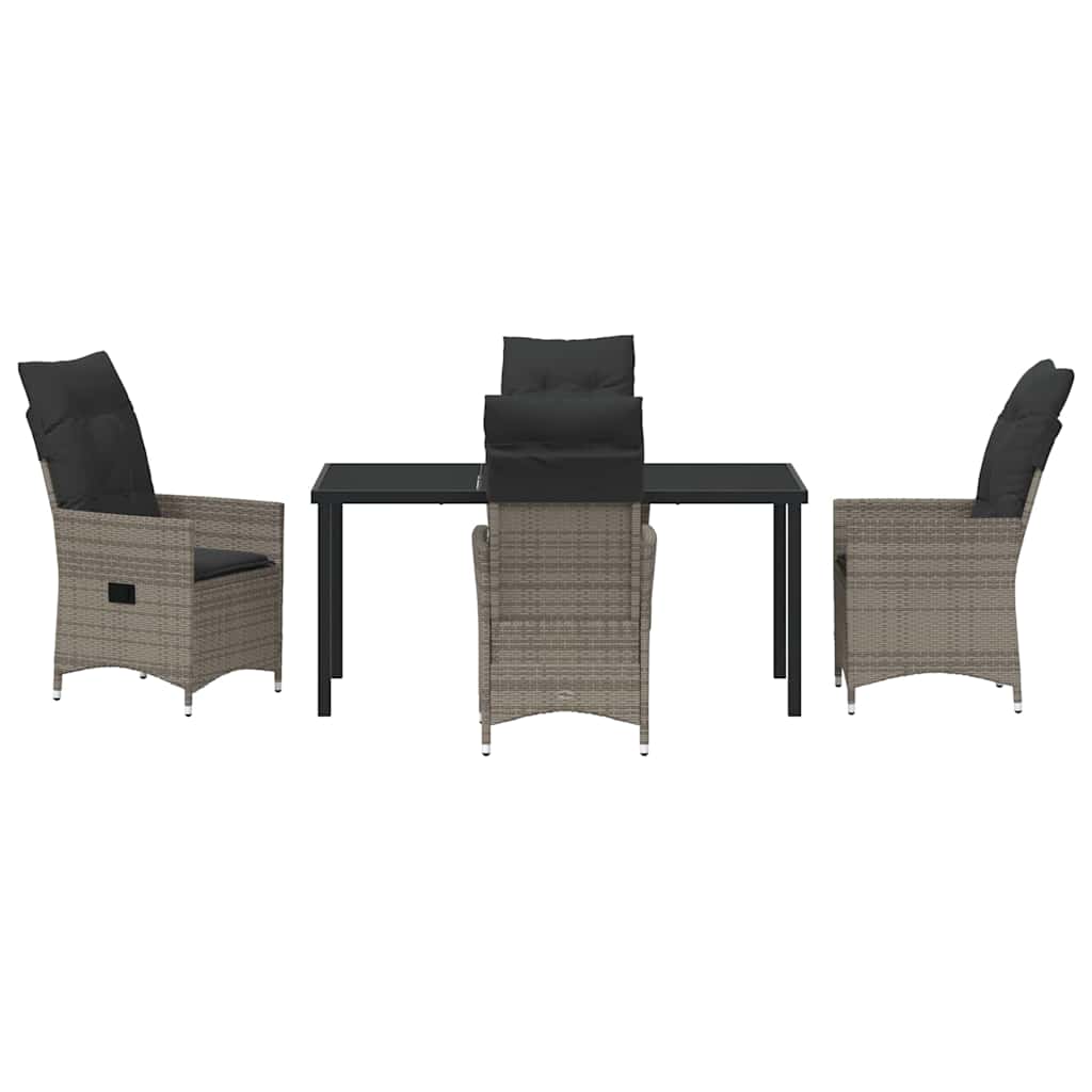 Garten Essgruppe mit Kissen 5 pcs Grau Poly-Rattan