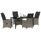 Garten Essgruppe mit Kissen 5 pcs Grau Poly-Rattan