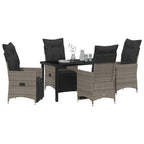 Garten Essgruppe mit Kissen 5 pcs Grau Poly-Rattan
