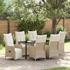 Garten Essgruppe mit Kissen 7 pcs Beige Poly-Rattan