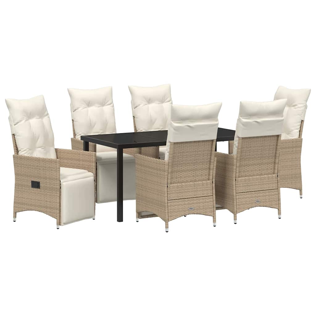 Garten Essgruppe mit Kissen 7 pcs Beige Poly-Rattan