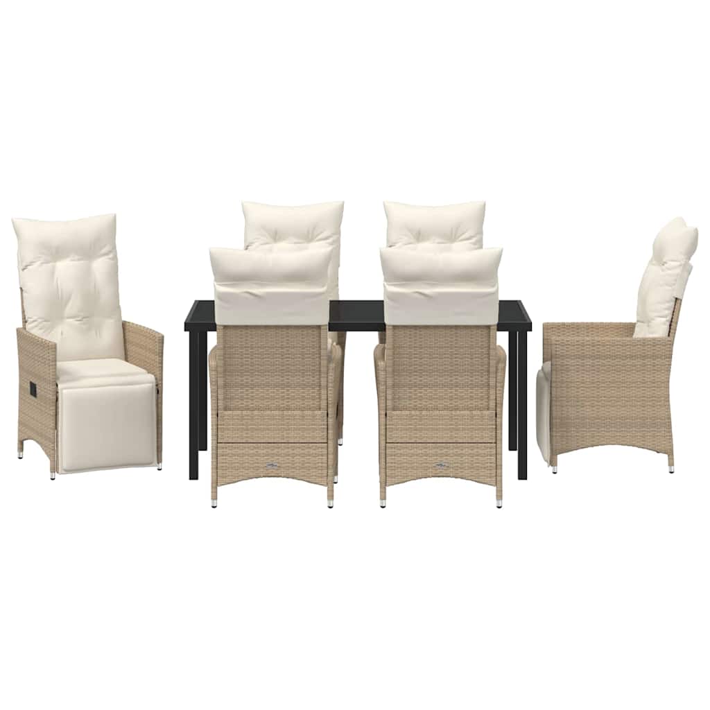 Garten Essgruppe mit Kissen 7 pcs Beige Poly-Rattan