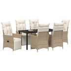 Garten Essgruppe mit Kissen 7 pcs Beige Poly-Rattan