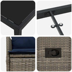 Tisch- und Stuhlset mit Kissen 7 pcs Grau PE-Rattan