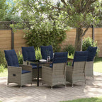 Tisch- und Stuhlset mit Kissen 7 pcs Grau PE-Rattan