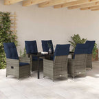 Tisch- und Stuhlset mit Kissen 7 pcs Grau PE-Rattan