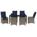 Tisch- und Stuhlset mit Kissen 7 pcs Grau PE-Rattan