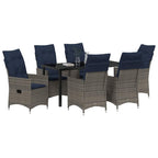 Tisch- und Stuhlset mit Kissen 7 pcs Grau PE-Rattan