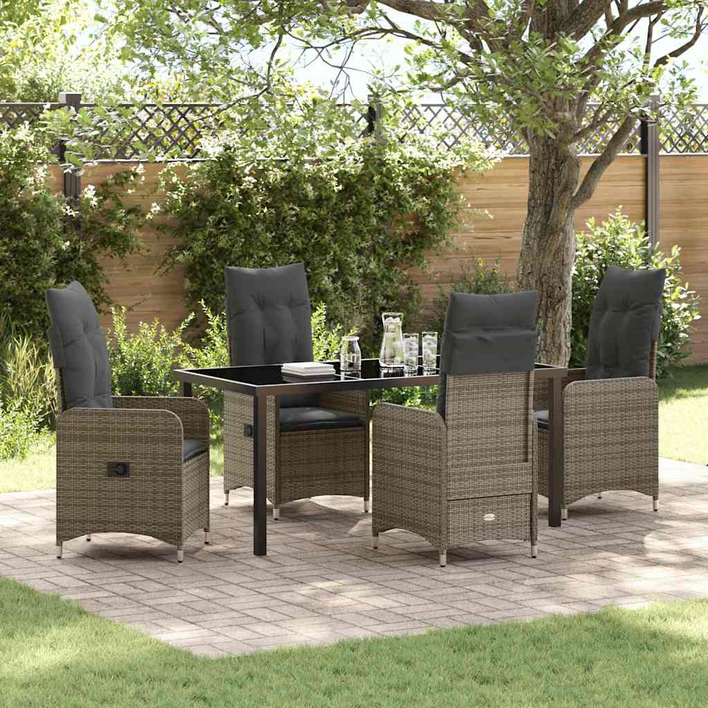 Garten Essgruppe mit Kissen 5 pcs Grau Poly-Rattan