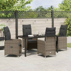 Garten Essgruppe mit Kissen 5 pcs Grau Poly-Rattan