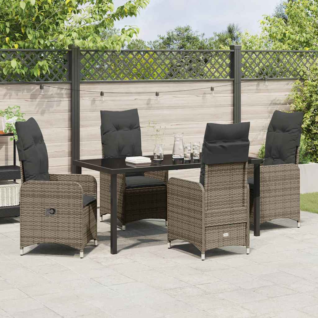Garten Essgruppe mit Kissen 5 pcs Grau Poly-Rattan