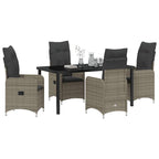 Garten Essgruppe mit Kissen 5 pcs Grau Poly-Rattan