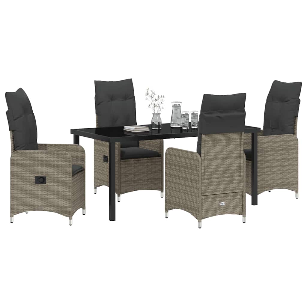 Garten Essgruppe mit Kissen 5 pcs Grau Poly-Rattan