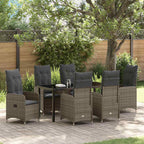 Garten Essgruppe mit Kissen 7 pcs Grau Poly-Rattan