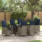 Garten Essgruppe mit Kissen 7 pcs Schwarz Poly-Rattan