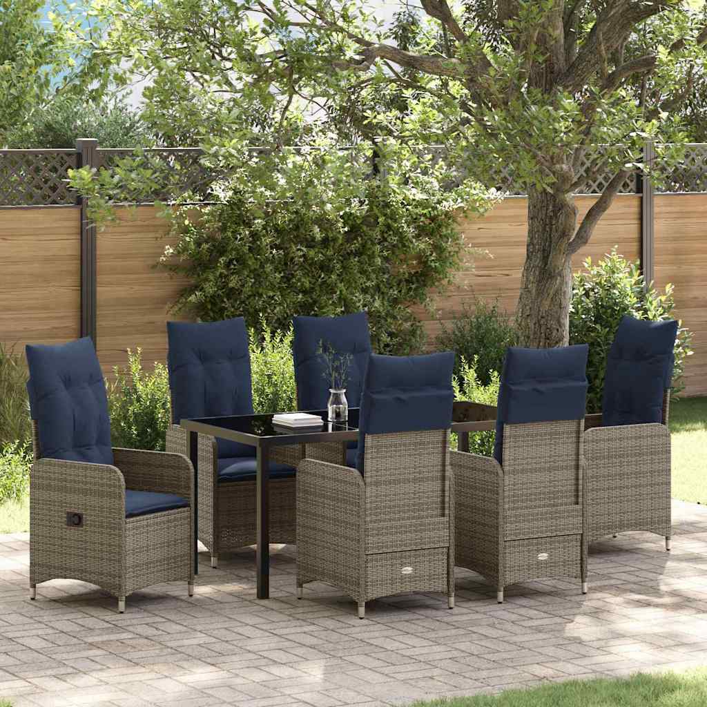 Garten Essgruppe mit Kissen 7 pcs Schwarz Poly-Rattan