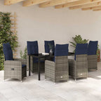 Garten Essgruppe mit Kissen 7 pcs Schwarz Poly-Rattan