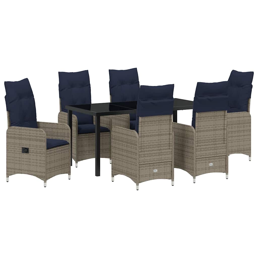 Garten Essgruppe mit Kissen 7 pcs Schwarz Poly-Rattan
