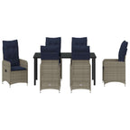 Garten Essgruppe mit Kissen 7 pcs Schwarz Poly-Rattan