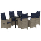 Garten Essgruppe mit Kissen 7 pcs Schwarz Poly-Rattan