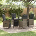 Garten Essgruppe mit Kissen 5 pcs Grau Poly-Rattan