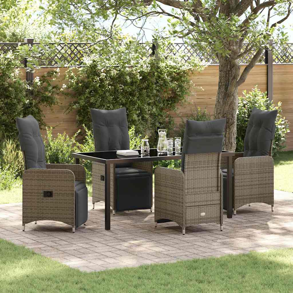 Garten Essgruppe mit Kissen 5 pcs Grau Poly-Rattan