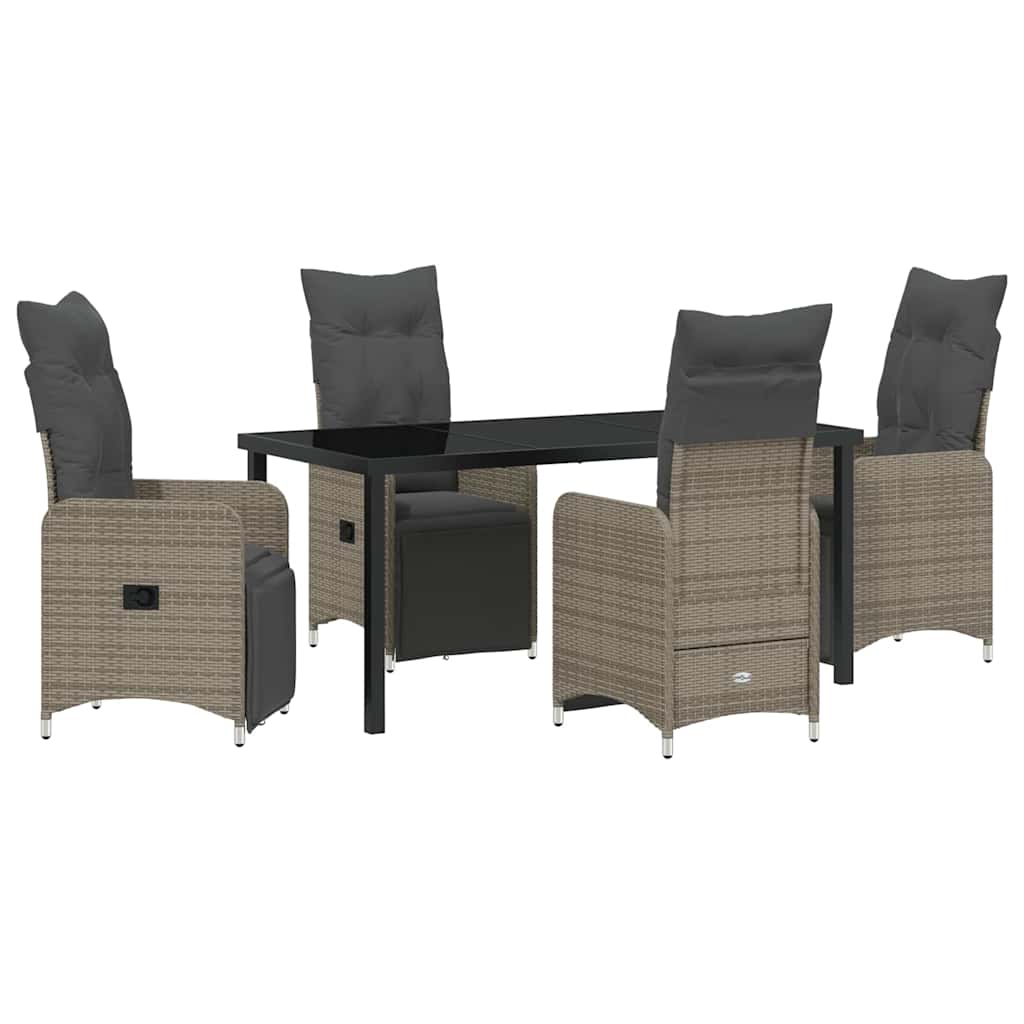 Garten Essgruppe mit Kissen 5 pcs Grau Poly-Rattan