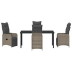 Garten Essgruppe mit Kissen 5 pcs Grau Poly-Rattan