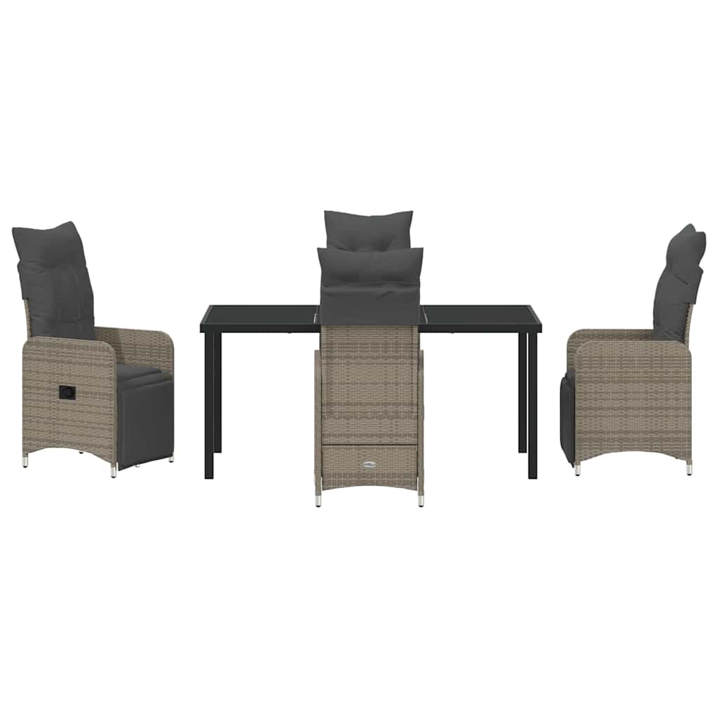 Garten Essgruppe mit Kissen 5 pcs Grau Poly-Rattan