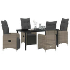 Garten Essgruppe mit Kissen 5 pcs Grau Poly-Rattan