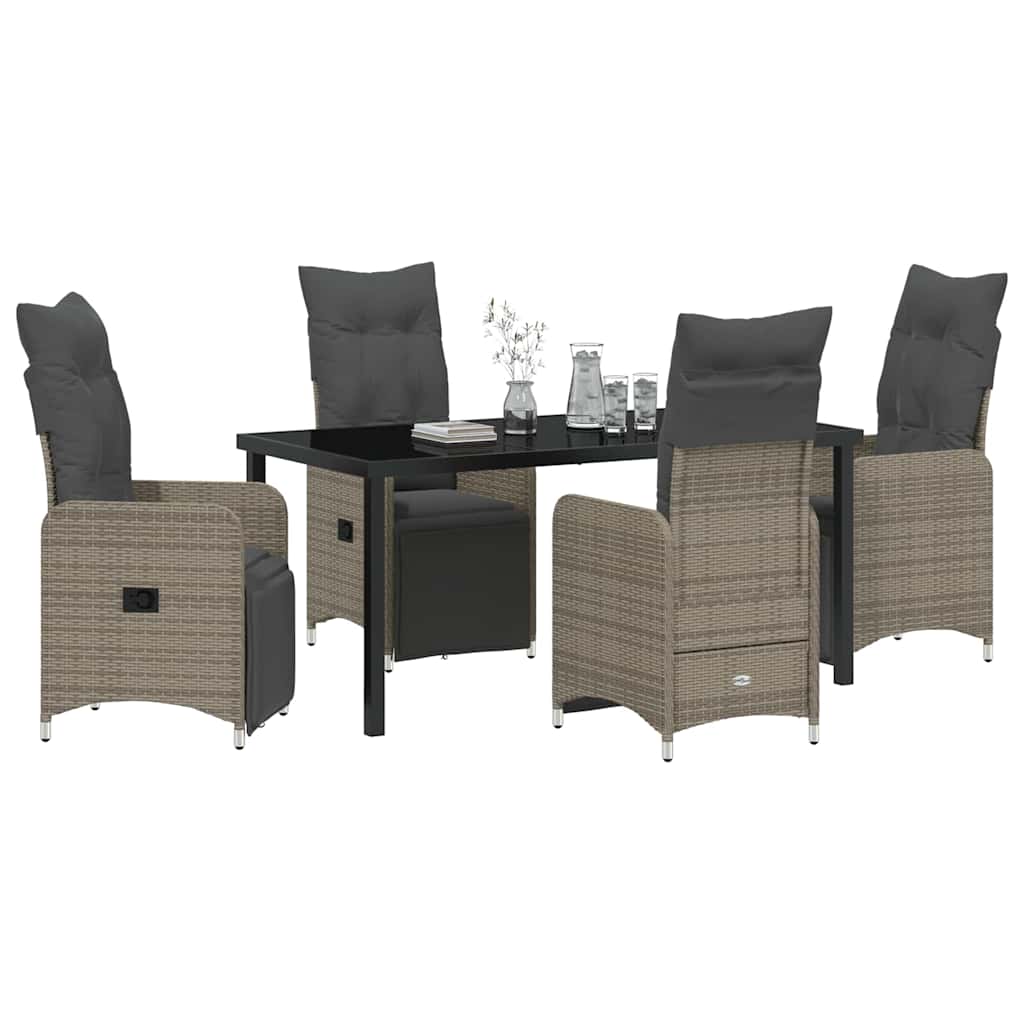 Garten Essgruppe mit Kissen 5 pcs Grau Poly-Rattan