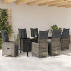 Garten Essgruppe mit Kissen 7 pcs Grau Poly-Rattan