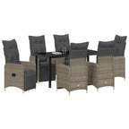 Garten Essgruppe mit Kissen 7 pcs Grau Poly-Rattan