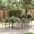 Garten Essgruppe mit Kissen 7 pcs Grau Poly-Rattan