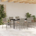 Garten Essgruppe mit Kissen 7 pcs Grau Poly-Rattan