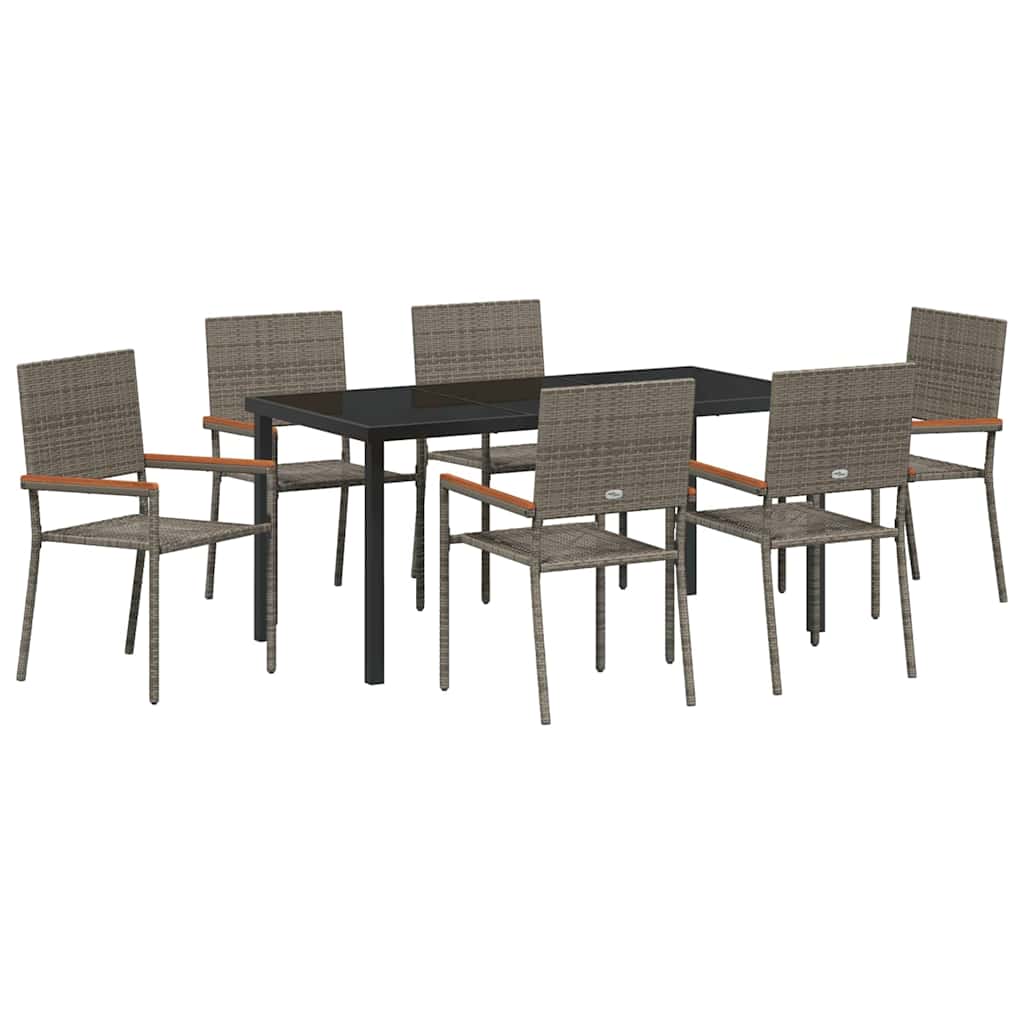 Garten Essgruppe mit Kissen 7 pcs Grau Poly-Rattan