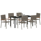 Garten Essgruppe mit Kissen 7 pcs Grau Poly-Rattan