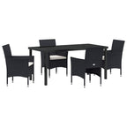 Garten Essgruppe mit Kissen 5 pcs Schwarz Poly-Rattan