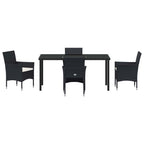 Garten Essgruppe mit Kissen 5 pcs Schwarz Poly-Rattan